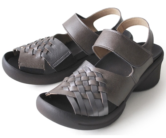 リゲッタ 編み込みベルトサンダル ガンメタ M(23.0~23.5) R2687-GUM-M 1足(ご注文単位1足)【直送品】