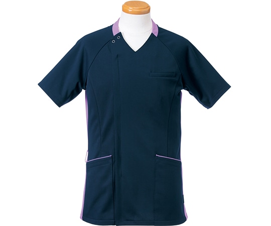 ヤギコーポレーション 半袖スクラブジャケット(メンズ) ネイビー×パープル M R8997-22 1枚(ご注文単位1枚)【直送品】