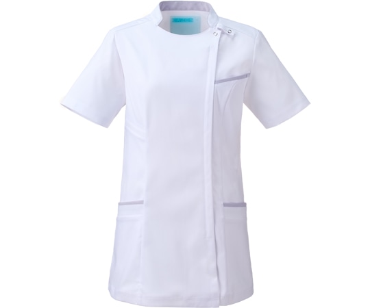 KAZEN レディスジャケット半袖 ホワイト×ライトグレー L KZN700-16 L 1枚（ご注文単位1枚）【直送品】