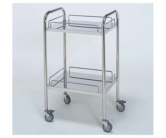 柏ステンレス工業 ステンレスワゴン アーチ型回診車S （枠付） 2段 ステンレスワゴンMB-2UG-S 1個（ご注文単位1個）【直送品】