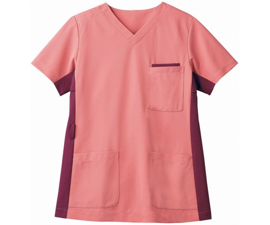 住商モンブラン スクラブ 兼用 半袖 コーラルレッド/ワイン 3L 72-722 3L 1枚（ご注文単位1枚）【直送品】