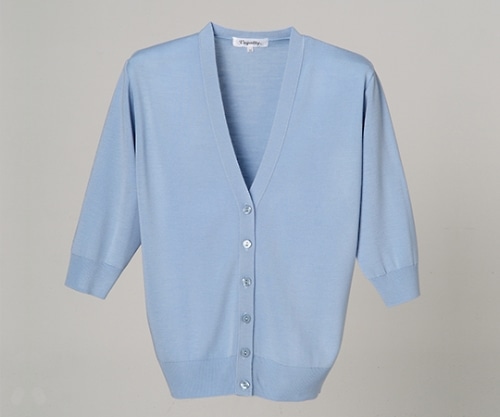 ディーフェイズ 抗ピル七分袖カーディガン サックス M D-1004 1枚（ご注文単位1枚）【直送品】