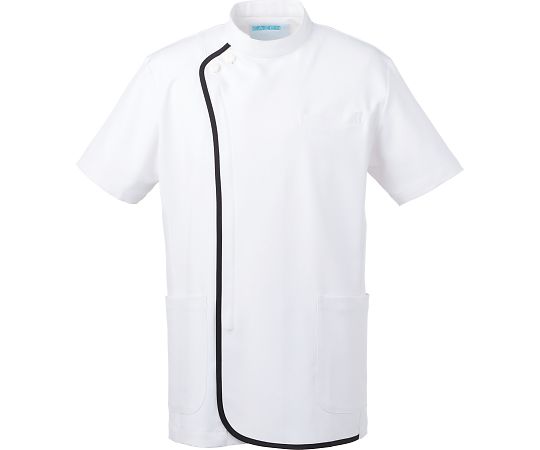 KAZEN メンズジャケット半袖 ホワイトxネイビー L 056-28 L 1枚(ご注文単位1枚)【直送品】