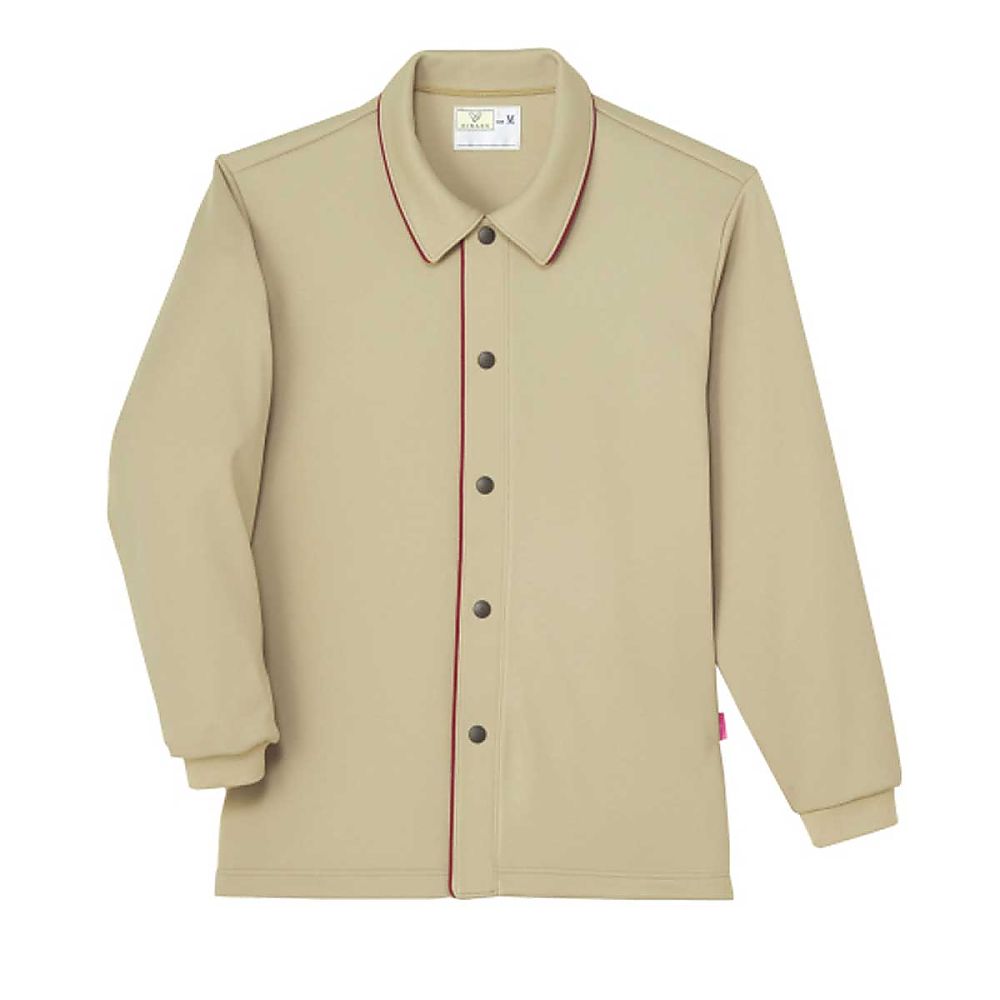 KIRAKU（トンボ） 前開きシャツ ベージュ×ワイン L（身丈70cm） CV204-218 L 1枚（ご注文単位1枚）【直送品】