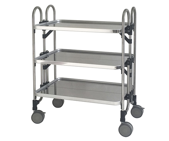 トクヤマ 折りたたみ式ワゴン 763×505×958mm 3段 シルバー HEAM-3 1台（ご注文単位1台）【直送品】