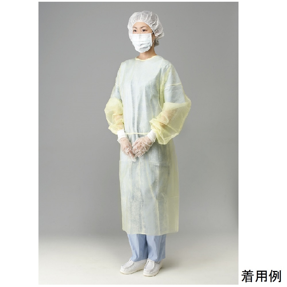 イワツキ NEWアイソレーションガウン イエロー フリーサイズ 100枚入 004-42270 1箱（ご注文単位1箱）【直送品】