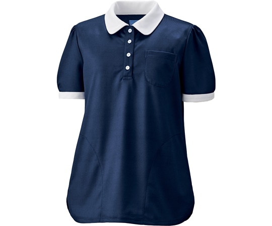 KAZEN レディスニットシャツ ネイビー M KZN239-18 1枚（ご注文単位1枚）【直送品】