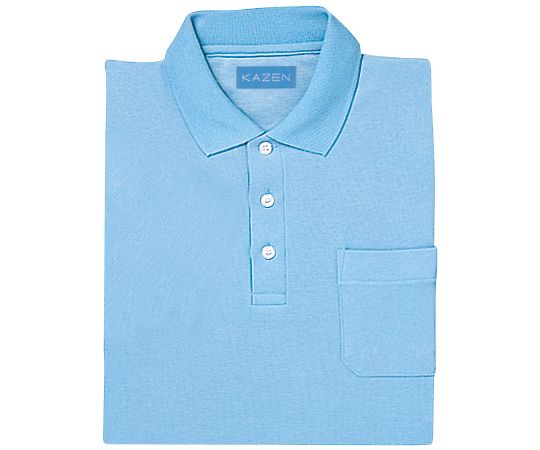 KAZEN 兼用ポロシャツ半袖 サックス 3L 232-21 3L 1枚（ご注文単位1枚）【直送品】