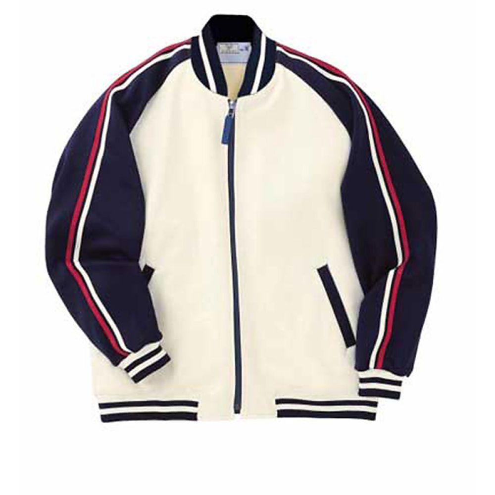 KIRAKU（トンボ） ケアワークジャケット オフホワイト×ネイビー 4L（身丈75cm） CR083-50 4L 1枚（ご注文単位1枚）【直送品】