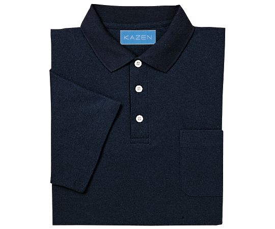 KAZEN 兼用ポロシャツ半袖 黒 L 232-29 L 1枚（ご注文単位1枚）【直送品】