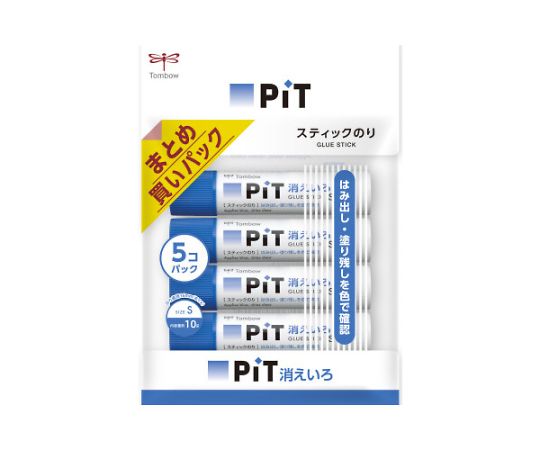 トンボ鉛筆 スティックのり消えいろピットS 約10g 5本 HCA-513 1パック(ご注文単位1パック)【直送品】