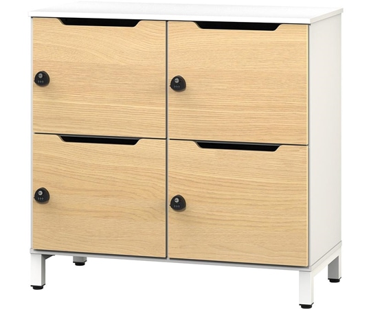 アール・エフ・ヤマカワ パーソナルロッカー 2列2段 ホワイト×オーク扉 RFPL-22WH-OAD 1台（ご注文単位1台）【直送品】