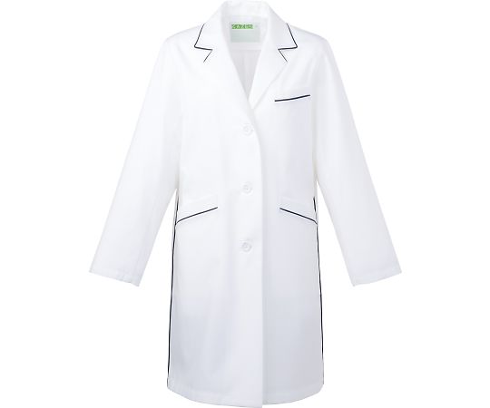 KAZEN レディスコート診察衣ハーフ丈 オフホワイトxネイビー S 126-18 S 1枚（ご注文単位1枚）【直送品】