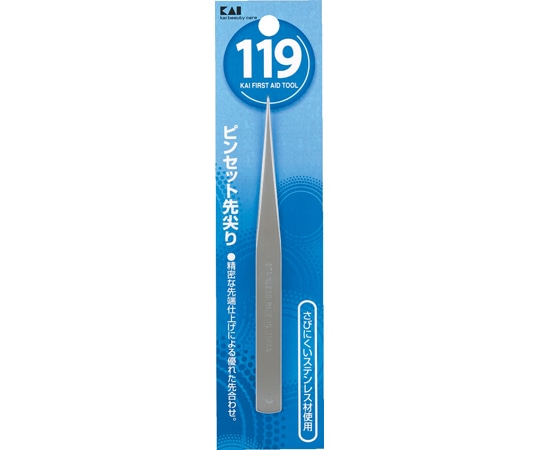 貝印 119 ピンセット 先尖り #000KF1022 1個（ご注文単位1個）【直送品】