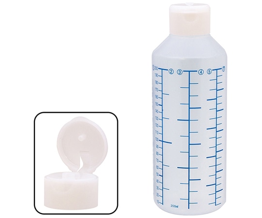 金鵄製作所 NK投薬瓶 200mL 青色目盛 ワンタッチキャップ（ホワイト:白） 1箱（100本入） B31C0-000WH 1箱（ご注文単位1箱）【直送品】