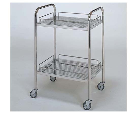 柏ステンレス工業 ステンレスワゴン アーチ型回診車S （パンチング枠付） 2段 ステンレスパンチングワゴンMB-2UP-S 1個（ご注文単位1個）【直送品】