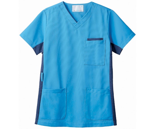 住商モンブラン スクラブ 兼用 半袖 コバルトブルー/ネイビー 3L 72-913 3L 1枚（ご注文単位1枚）【直送品】