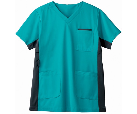 住商モンブラン スクラブ 兼用 半袖 ピーコックグリーン/チャコールグレイ L 72-724 L 1枚(ご注文単位1枚)【直送品】