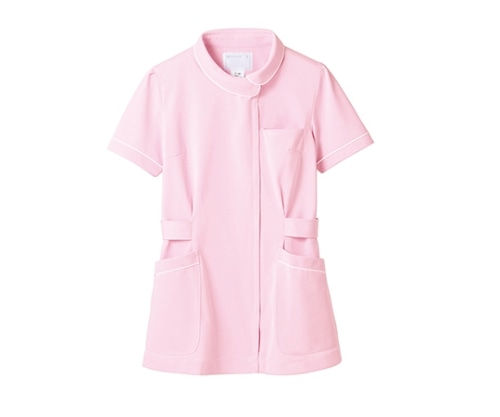住商モンブラン ナースジャケット 半袖 ピンク/白 73-1484 L 1枚(ご注文単位1枚)【直送品】