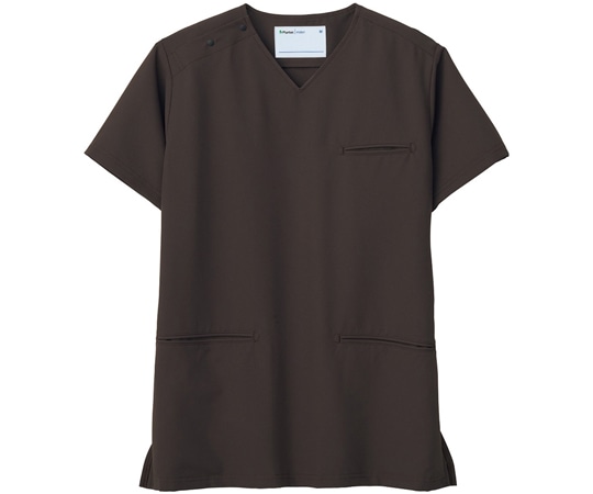 ミドリ安全 作業服 メディカルウェア ベルデクセル 男女兼用 セットアップスクラブ VEM6004上 ダークブラウン SS VEM6004-UE-SS 1着(ご注文単位1着)【直送品】