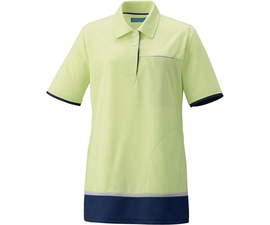KAZEN レディスニットシャツ（チュニック）イエローグリーン×ネイビー LL KZN233-12L 1枚（ご注文単位1枚）【直送品】