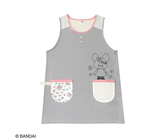 セントレディス くまのがっこう 看護師・介護士用エプロン はなかんむり グレー/アイボリー ST-IKU0005 1枚(ご注文単位1枚)【直送品】