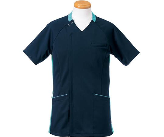 ヤギコーポレーション 半袖スクラブジャケット(メンズ) ネイビー×アクア S R8997-31 1枚(ご注文単位1枚)【直送品】