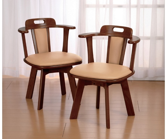 ファミリー・ライフ 天然木肘付き回転ダイニングチェア2脚組 03298 1箱(ご注文単位1箱)【直送品】