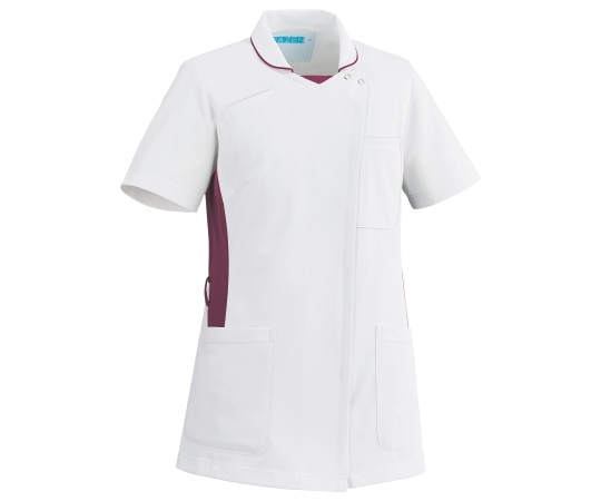 KAZEN レディススクラブ ホワイトxワイン 3L 058-25 3L 1枚（ご注文単位1枚）【直送品】