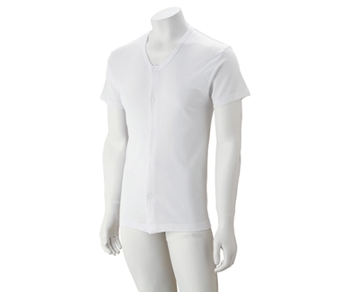 ケアファッション 紳士半袖大寸ワンタッチシャツ ホワイト 5L 38132 1枚（ご注文単位1枚）【直送品】