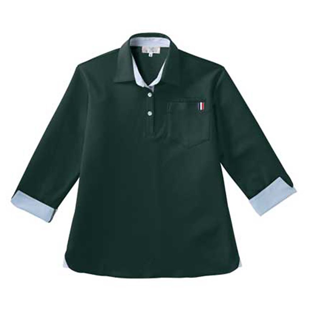 KIRAKU（トンボ） レディスニットシャツ ボトルグリーン M（身丈65cm） CR146-49 M 1枚（ご注文単位1枚）【直送品】