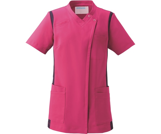 KAZEN レディススクラブ（前開き）ビビッドピンクネイビ 5L 972-47 5L 1枚（ご注文単位1枚）【直送品】