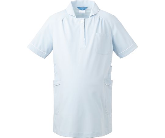 KAZEN マタニティジャケット半袖 サックスxホワイト L 177-21 L 1枚（ご注文単位1枚）【直送品】