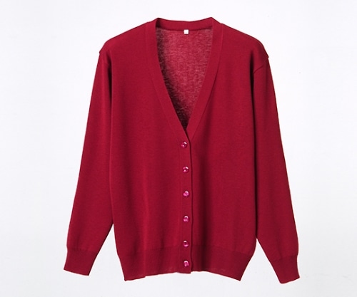 ディーフェイズ 抗ピル長袖カーディガン エンジ M D1001 1枚(ご注文単位1枚)【直送品】