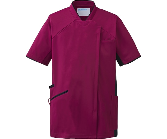 KAZEN スクラブジャケット（半袖男女）プラム×ネイビー 5L 987-45 1枚（ご注文単位1枚）【直送品】