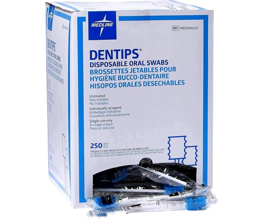 メドライン 口腔ケア用スポンジブラシ デンティップスブルー 250本入  1箱（ご注文単位1箱）【直送品】