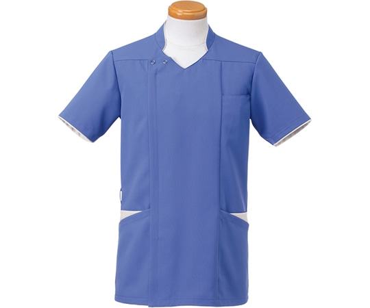 ヤギコーポレーション 半袖スクラブジャケット(メンズ)パープル×グレイ L R8996-22 1枚(ご注文単位1枚)【直送品】