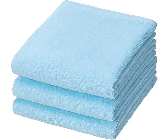 東進 高耐久性フェイスタオル ブルー 3枚 KU-172 1パック（ご注文単位1パック）【直送品】