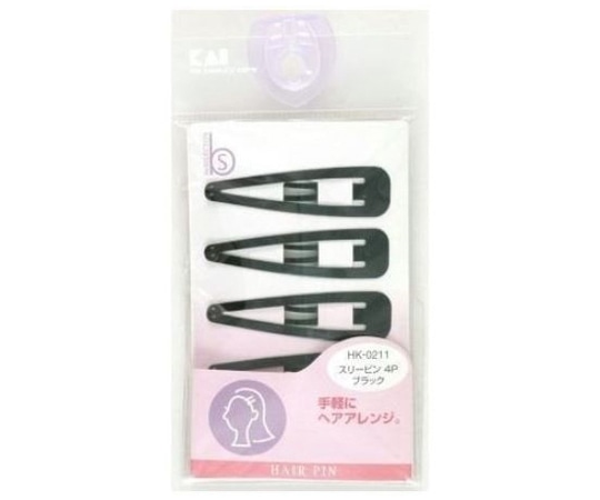 貝印 スリーピン 4P ブラック 4個入 HK0211 1個（ご注文単位1個）【直送品】