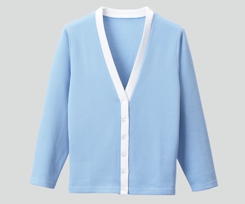 ディーフェイズ カーディガン(Vネック) 3L サックス×ホワイト C-04 1枚(ご注文単位1枚)【直送品】