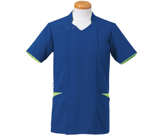 ヤギコーポレーション 半袖スクラブジャケット（メンズ） ネイビー×ライム 4L R8996-10 1枚（ご注文単位1枚）【直送品】