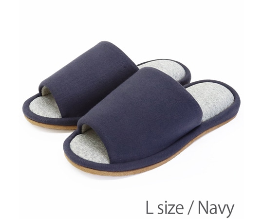 オクムラ クレンゼ 抗ウイルス 外縫いスリッパ ネイビー L  1足（ご注文単位1足）【直送品】