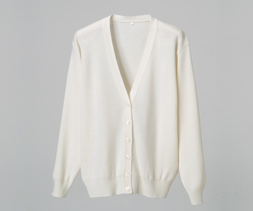 ディーフェイズ 抗ピル長袖カーディガン ホワイト M D1001 1枚(ご注文単位1枚)【直送品】