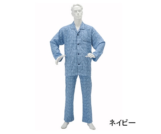 神戸生絲 楽らくパジャマ柄タイプ(スムース) 紳士用 ネイビー L No805Lネービー 1着(ご注文単位1着)【直送品】