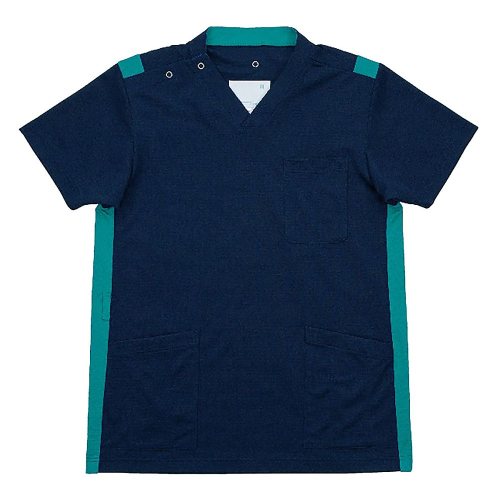 KIRAKU（トンボ） スクラブ ネイビー×ピーコックグリーン L（身丈72cm） CM305-846 L 1枚（ご注文単位1枚）【直送品】