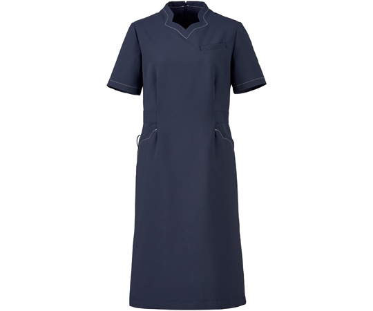 KAZEN ワンピース半袖 ネイビー 11号 YW113-8 1枚（ご注文単位1枚）【直送品】