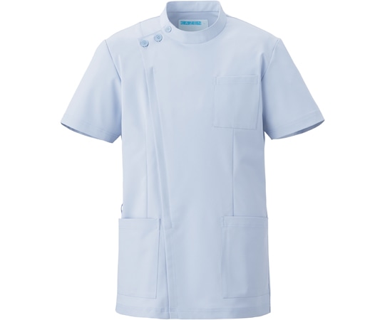 KAZEN ジャケット半袖男女兼用 サックス L 762-41 1枚（ご注文単位1枚）【直送品】