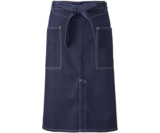 KAZEN ミドルエプロン インディゴブルー フリー APK781-98 1枚（ご注文単位1枚）【直送品】