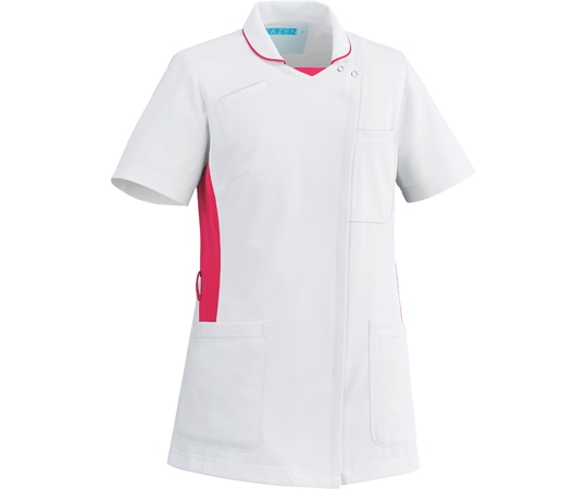 KAZEN レディススクラブ ホワイト×ピンク M 058-23 1枚(ご注文単位1枚)【直送品】