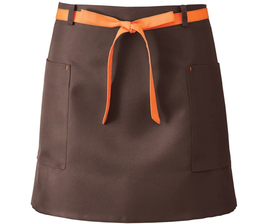 KAZEN サロンエプロン ブラウン×オレンジ フリー APK158-33 1枚（ご注文単位1枚）【直送品】